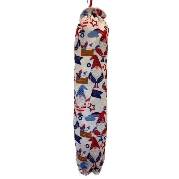 Handmade Plastic Bag Holder- Red White & Blue Patriotic Gnomes - Picture 1 of 1